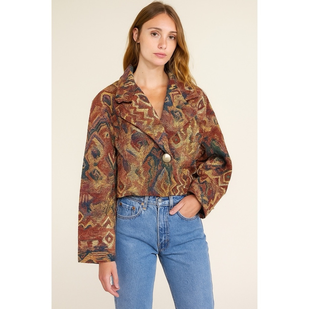 JUMP | VTG Kitsch Multi Colored Cottagecore Corpcore Cropped Blazer